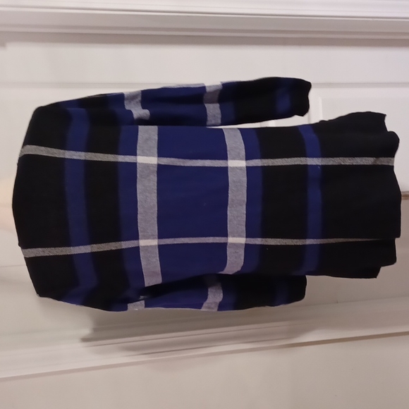 Anne Klein purple window pane side hem slit split open cardigan cotton acrylic S - Picture 6 of 16